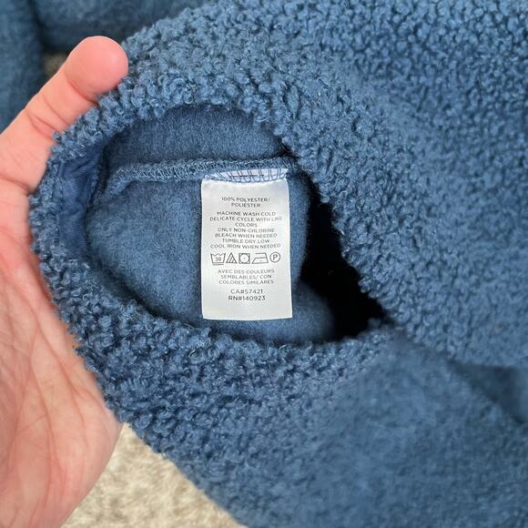 Loft Sherpa Quarter zip Hoodie Jacket Women's size XL Navy & Gold - Picture 6 of 7